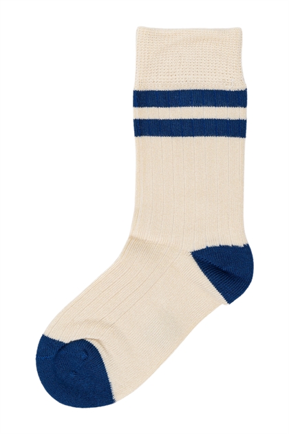 Minipop Bamboo Strømper MP13 - Off White /Deep cobalt